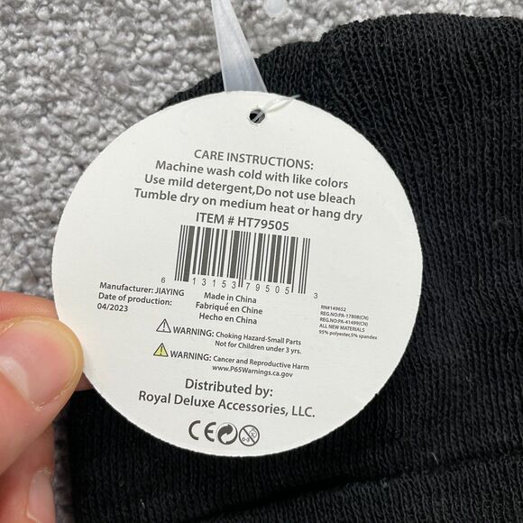 Royal Deluxe Accessories Beanie Winter Hat Unisex Adult One Size Black NWT New - Picture 4 of 8